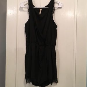 Simple Black Lace Romper