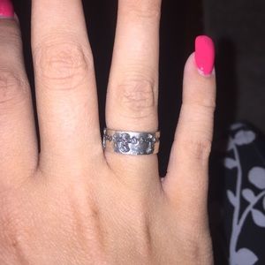 Thick silver cross ring