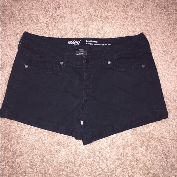 Black denim shorts