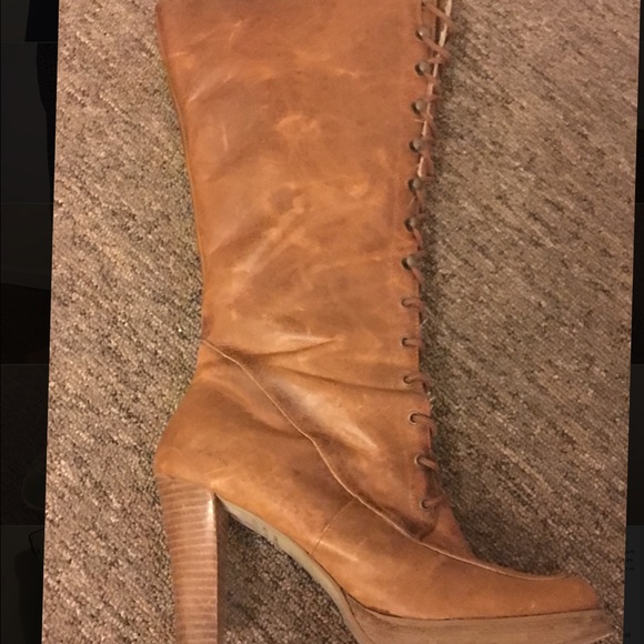 Lace up real leather boots