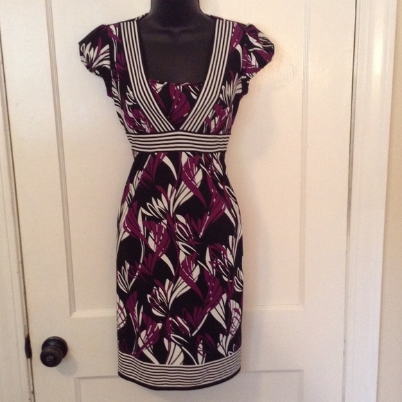 Ann Taylor Loft petite 0 floral stripe dress