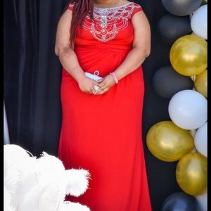 Red plus size prom dress