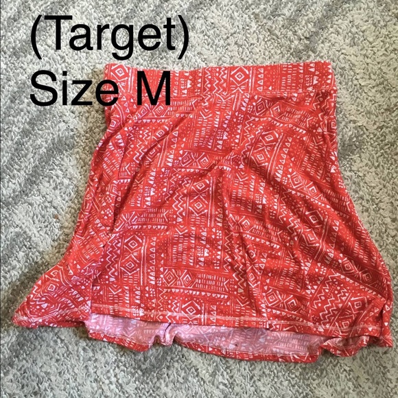 Mossimo Red Patterned Skirt