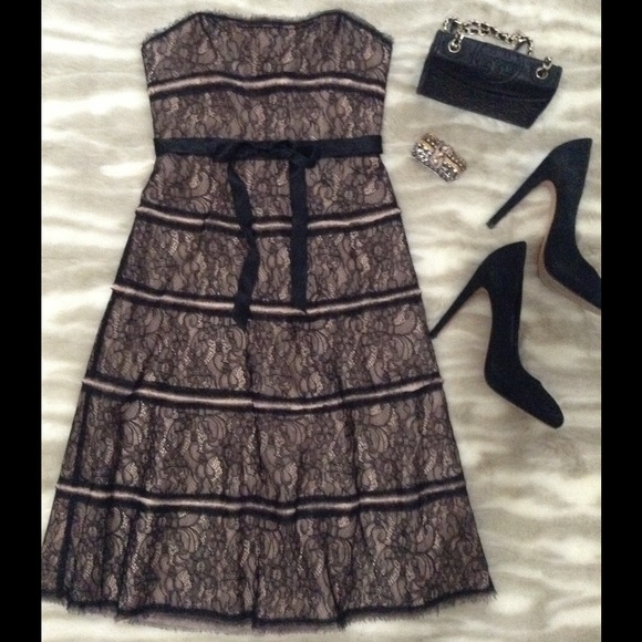 BCBGMaxAzria Dresses & Skirts - BCBG MaxAzria - NWOT black strapless lace dress