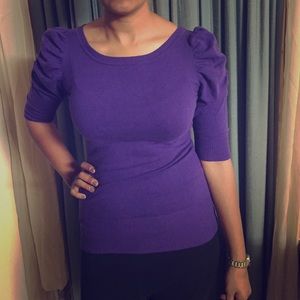 Cute purple sweater with ruffled arms