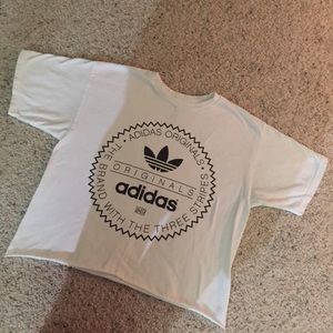 White & Black adidas crop tshirt