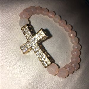 Powder Pink Cross Bracelet