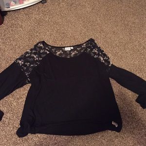 Black- Sheer Floral blouse