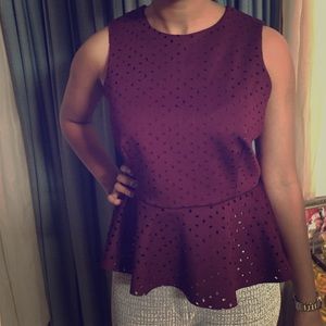 Burgundy cute peplum shirt