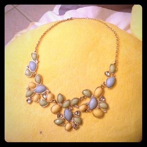 Gold chained blue yellow and green necklace