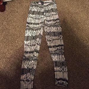 Black and white striped leggings