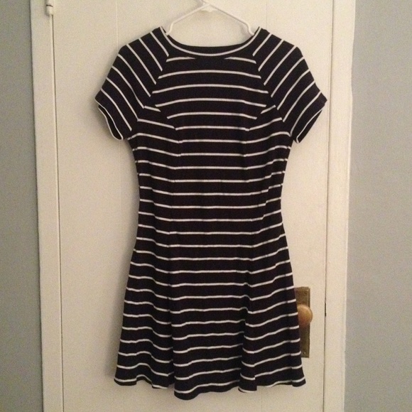 Urban Outfitters Navy and White Ribbed Dress