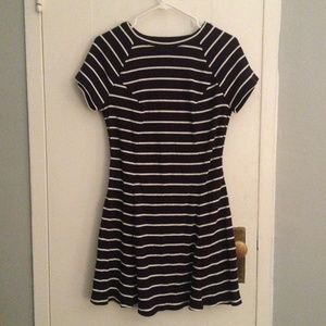 Urban Outfitters Navy and White Ribbed Dress