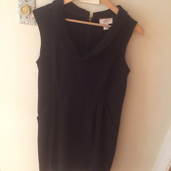 Professional black cowl neck dress w/back zip - Picture 3 of 4