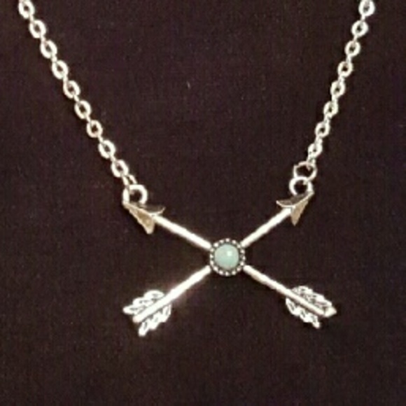 ⤵$5 🏴LAST ONE 🏴Silver & turquoise arrow necklace - Picture 3 of 4