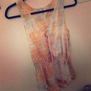 New Orange Romper with a Criss-Cross Neckline