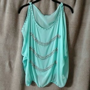 Mint studded detail top
