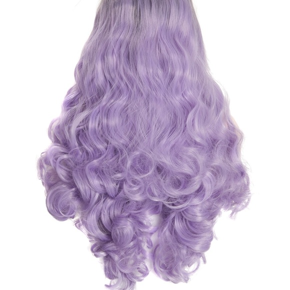 Paste purple wavy synthetic lace front wig 24\