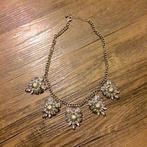 Grey and Silver Flower Statement Necklace
