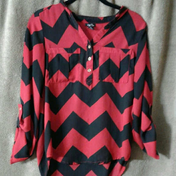Red and black chevron blouse