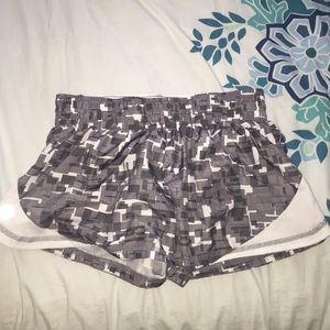 Grey and white running shorts