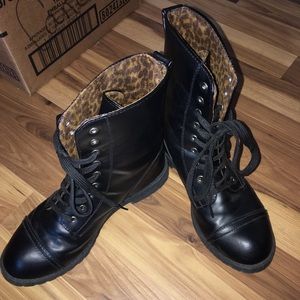 Black combat boots