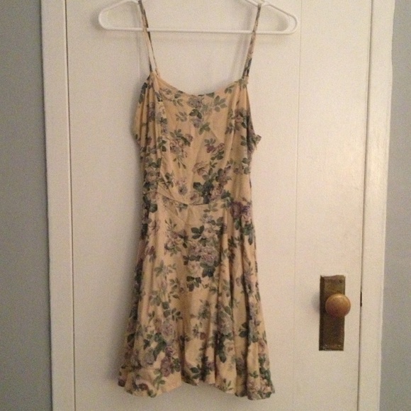 Ivory Spaghetti Strap Floral Dress