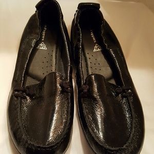 Black patent moccasins