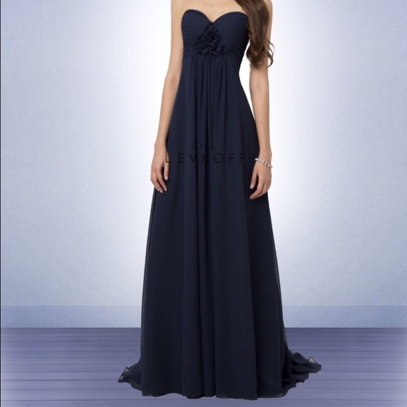 Bill Levkoff style 774 navy bridesmaid dress