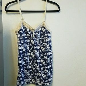 NWT Blue and White Abercrombie Tank with Lace