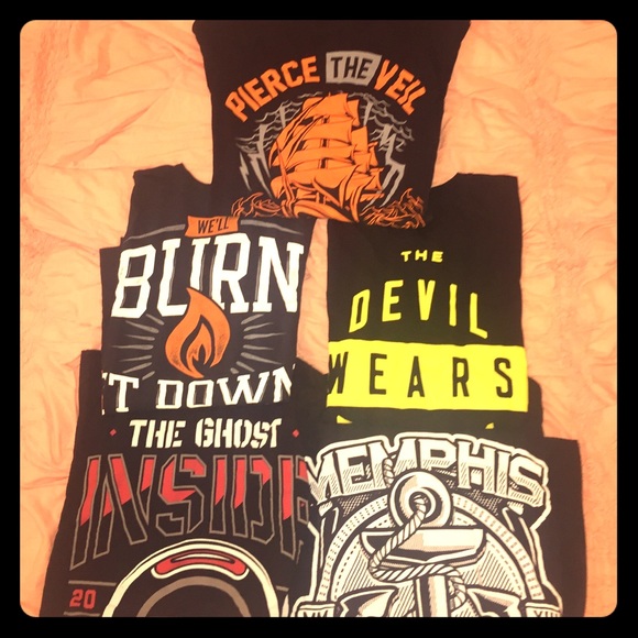 Lot of 5 Band Tees tshirts from Hot Topic