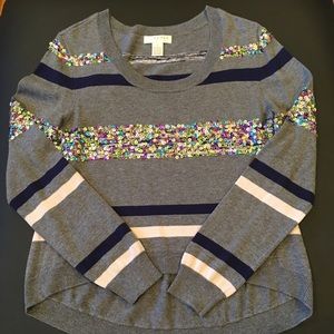 KENAR Sequin Striped Sweater
