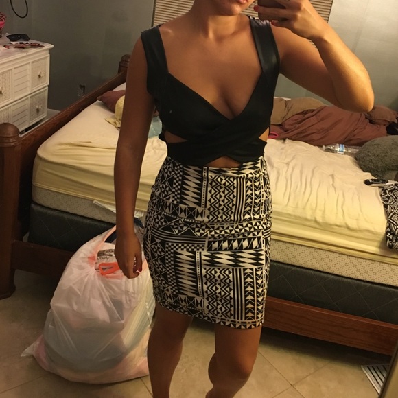Black bondage cutout Aztec dress