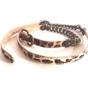 J Crew calf hair leopard and chain skinny belt