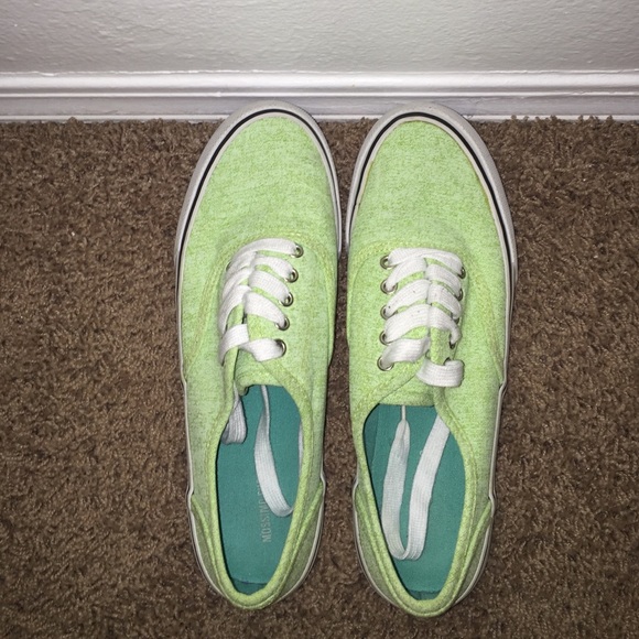 Green vans white laces