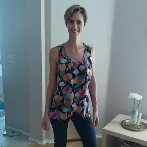 Floral print tulip cross-over j.crew blouse