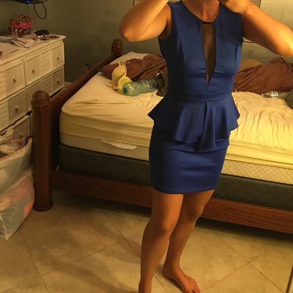Blue peplum cocktail dress