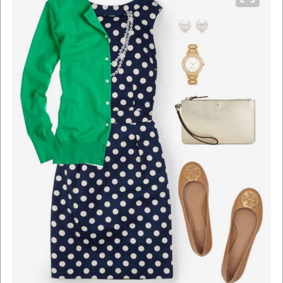 J CREW Polka Dot Navy Dress - Picture 2 of 3