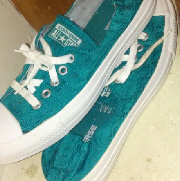 *24hr SALE* Teal lace Converse All Star Slip-On
