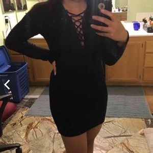 Brandy Melville lace up black dress