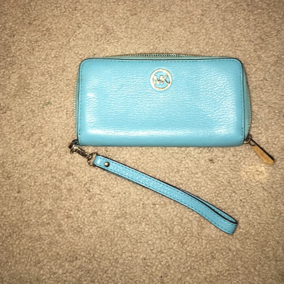 Blue Michael Kors Wristlet