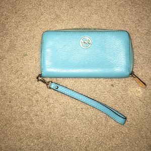 Blue Michael Kors Wristlet