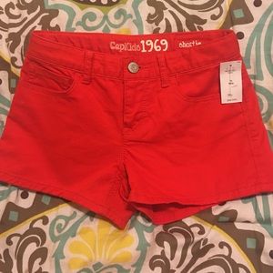 NWT. Red GAP denim shorty shorts