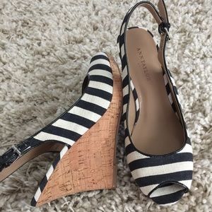 Striped Slingback Wedges