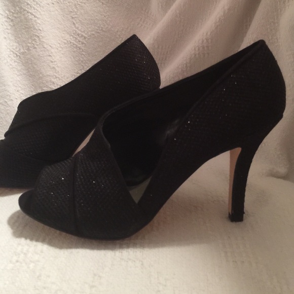 Ann Marino Beautiful Black Glitter Heels - Picture 2 of 4
