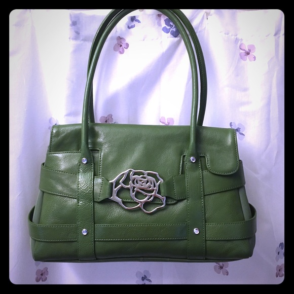 Franco Sarto Leather Silver Rose Handbag Purse