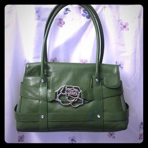 Franco Sarto Leather Silver Rose Handbag Purse