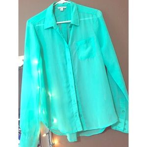 Mint green button-up