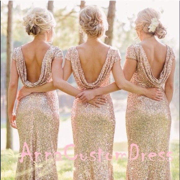 NEW Gold Sequin Bridesmaid / Formal Dress Size 2