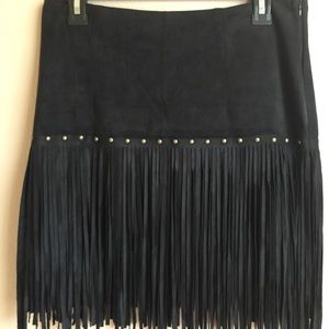 Fringe Faux-Suede Skirt